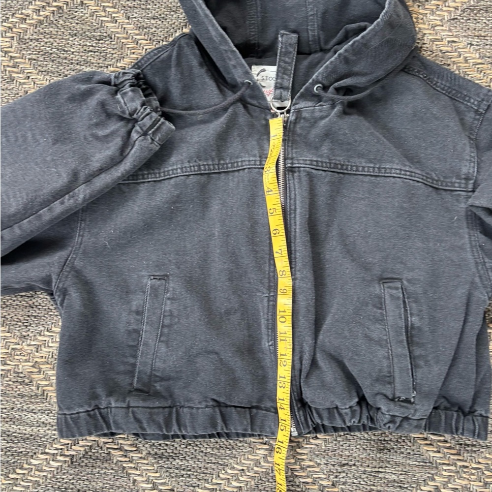Stoosh Vintage Denim Black Hooded Zip-Up Jacket XL - Picture 5 of 9
